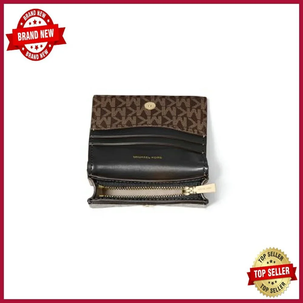 Small Leather Wallet with Belted Padlock Detail, Multiple Pockets